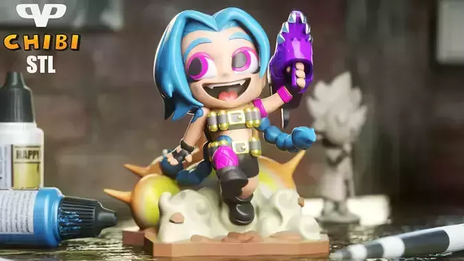 Jinx Chibi STL for 3D Printing ChibiSTL 3DXM