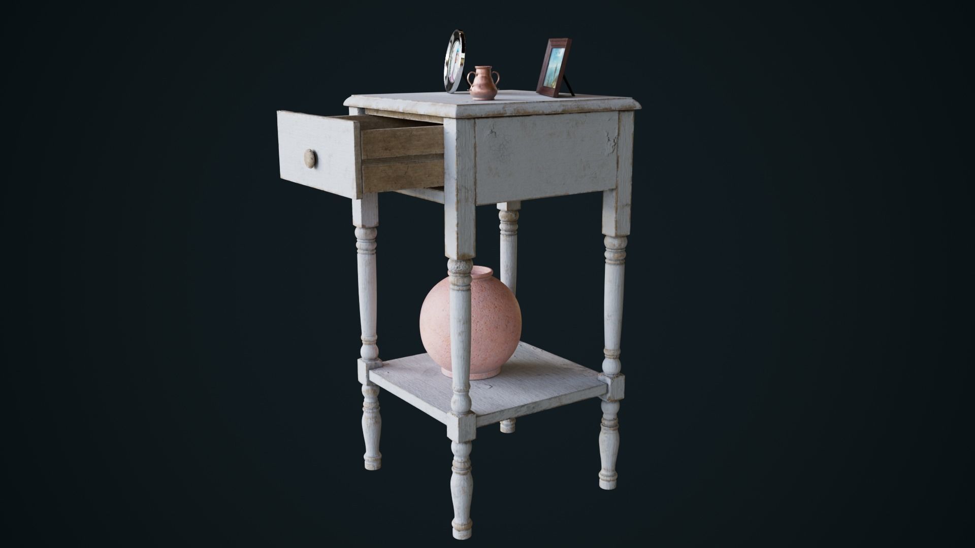 Old Side Table 3D model_2