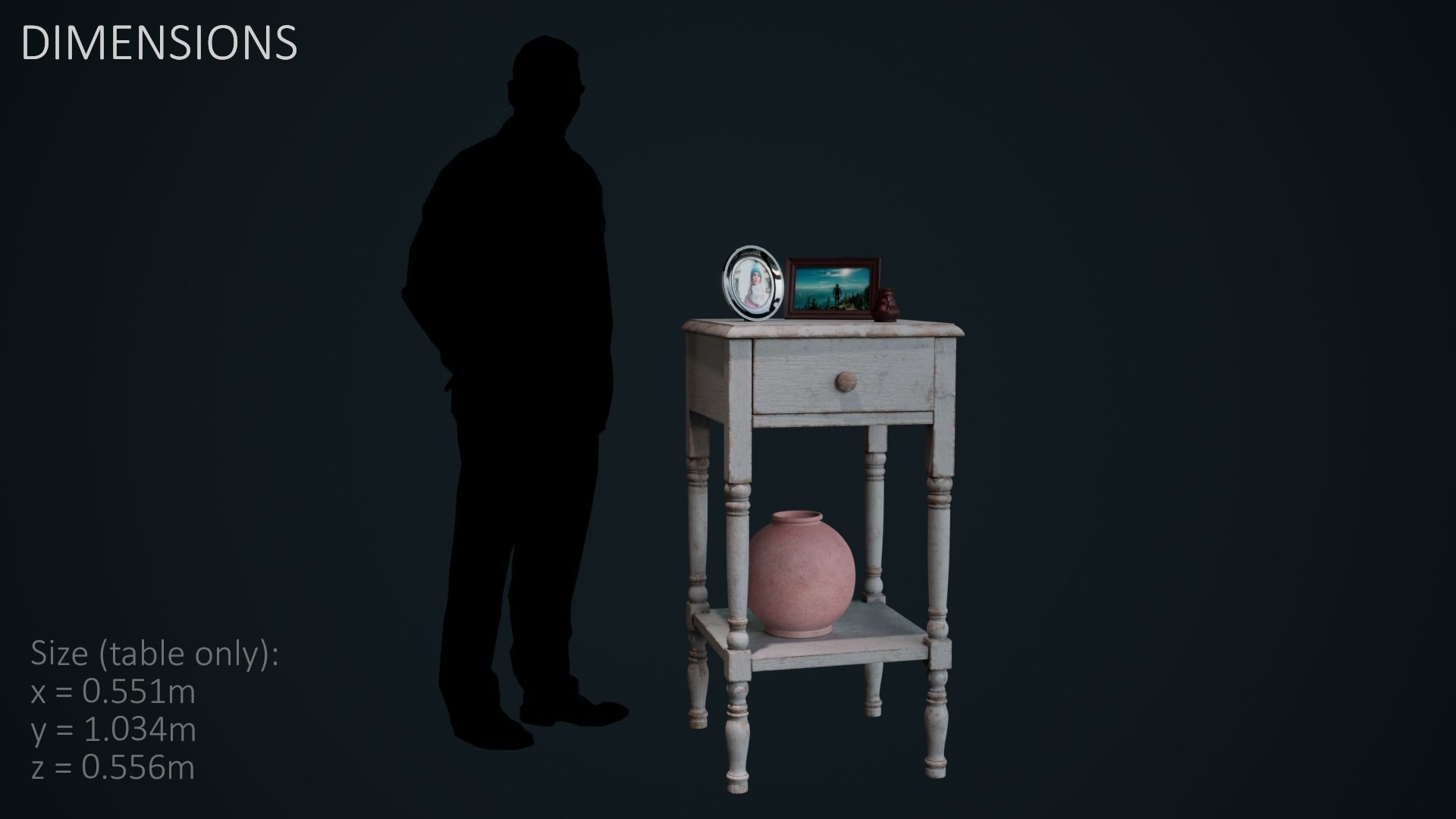 Old Side Table 3D model_8