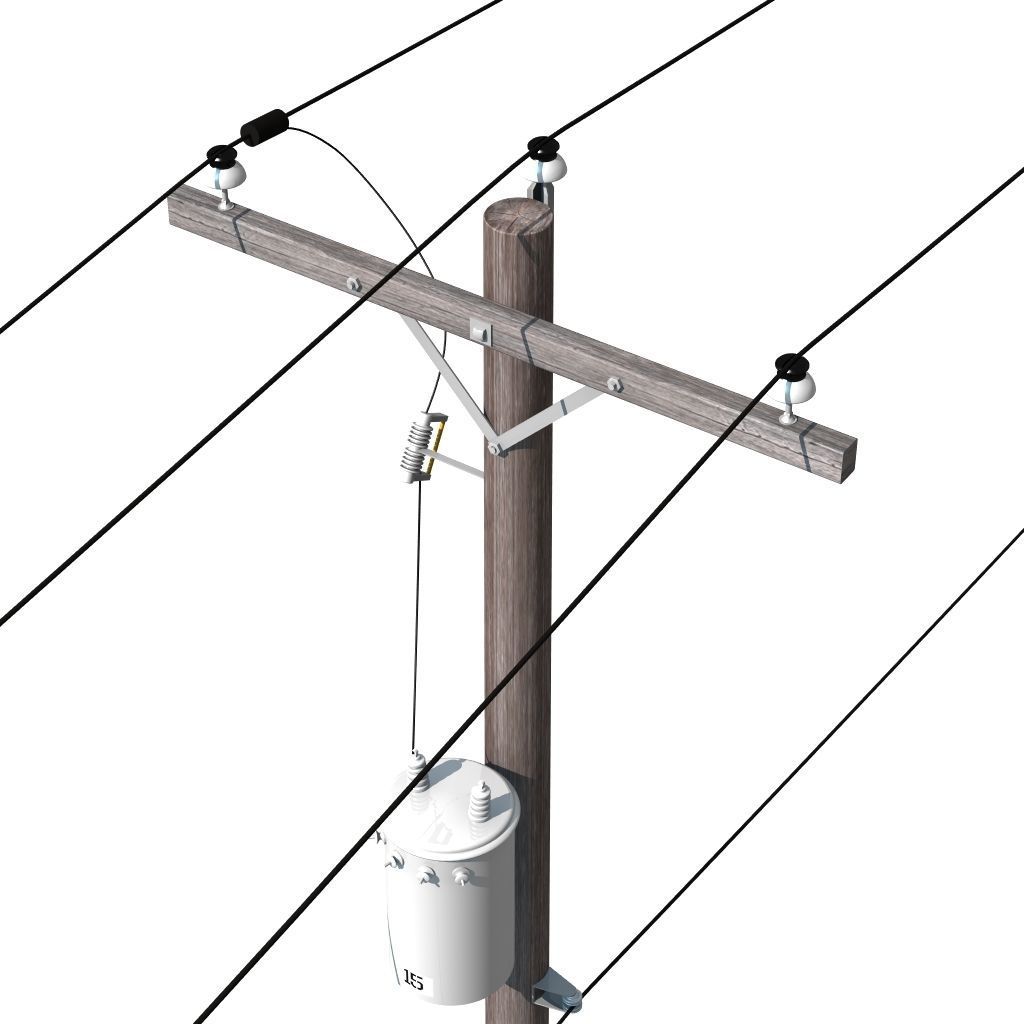 Accurate Utility Pole with Transformer 3D model_3