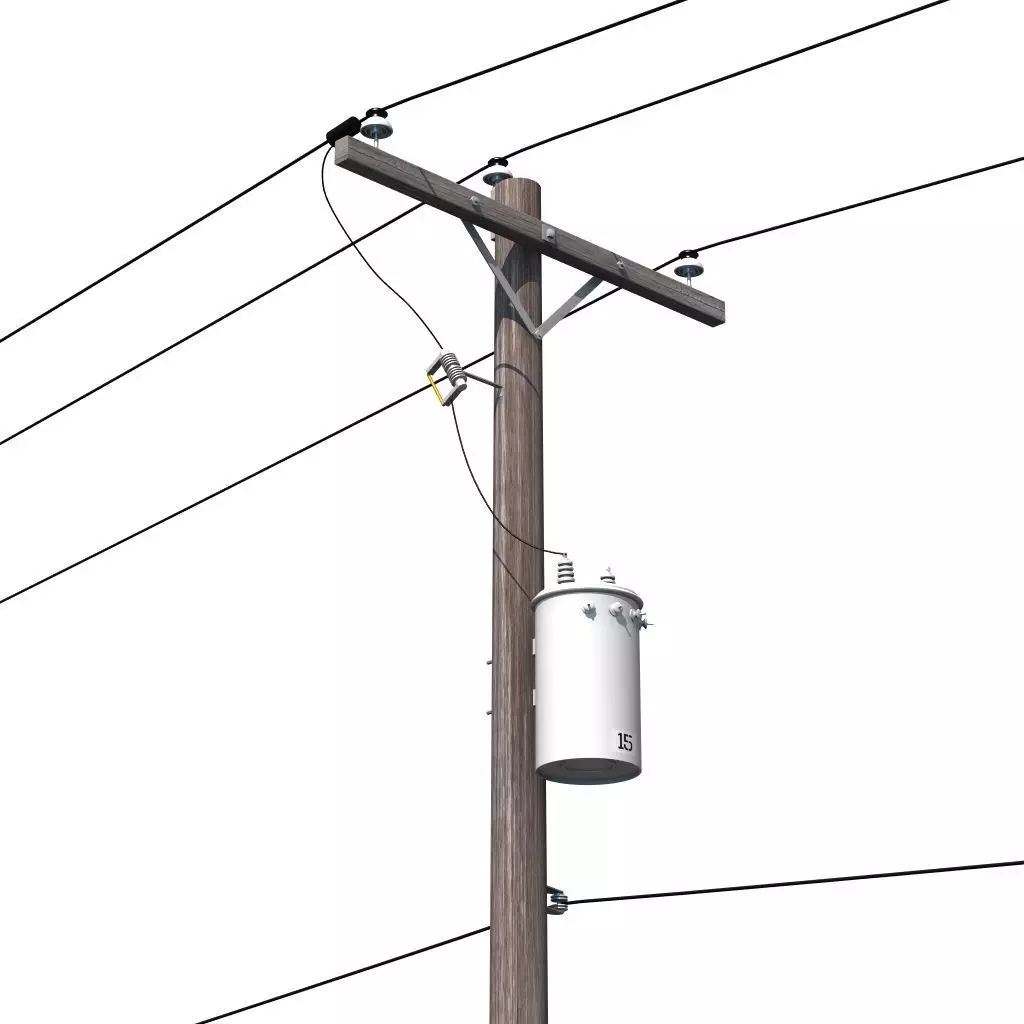Accurate Utility Pole with Transformer 3D model_0