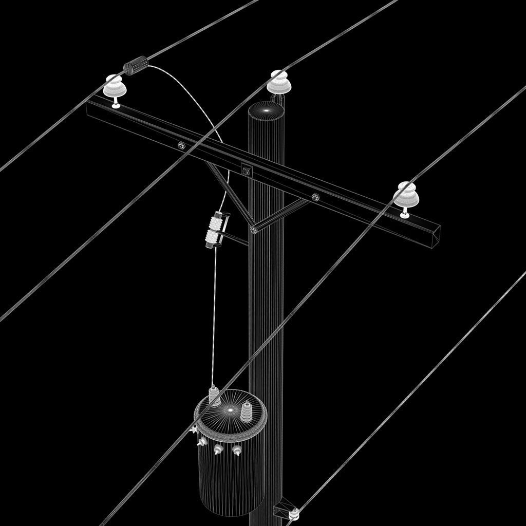 Accurate Utility Pole with Transformer 3D model_4
