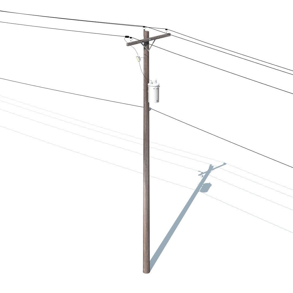 Accurate Utility Pole with Transformer 3D model_1