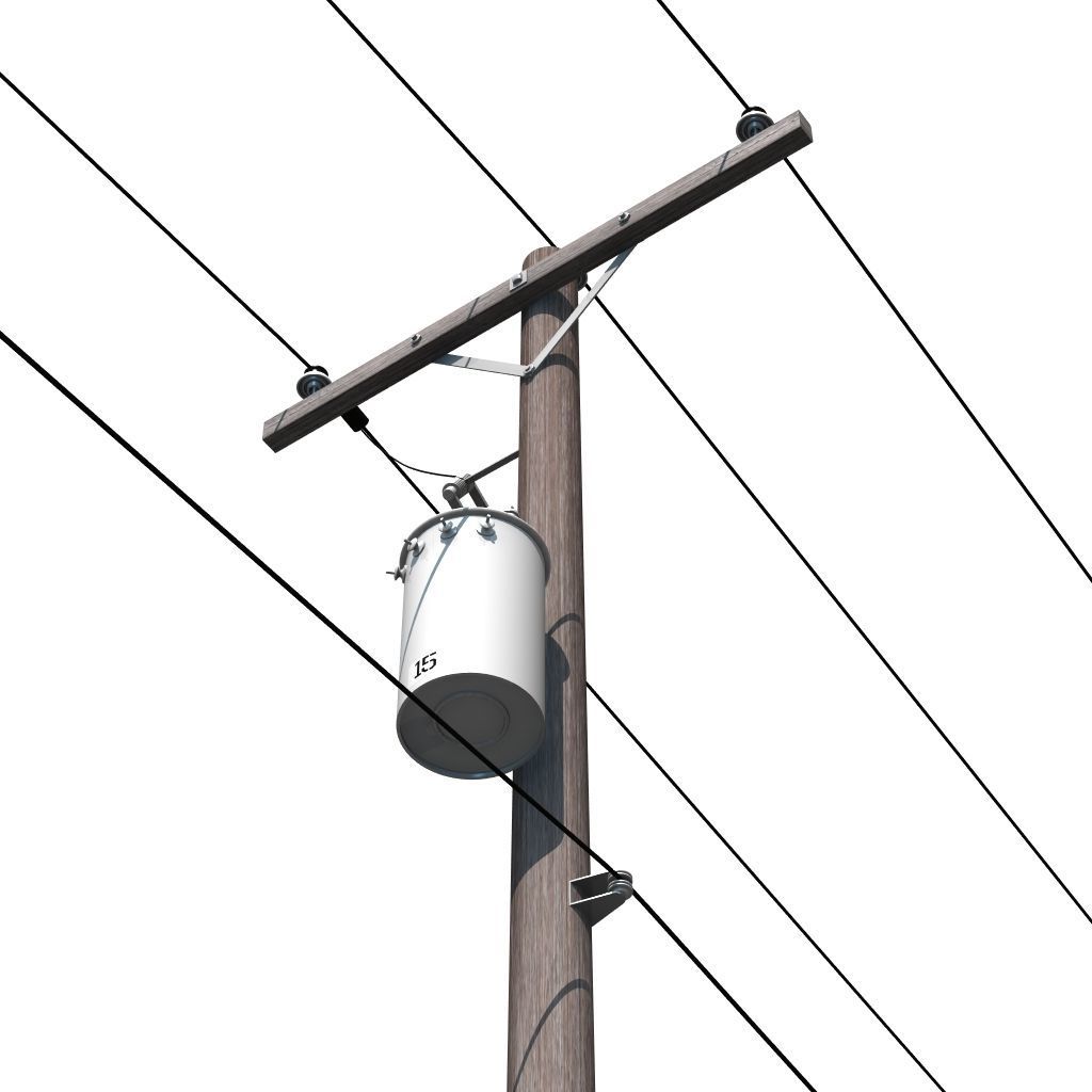 Accurate Utility Pole with Transformer 3D model_2