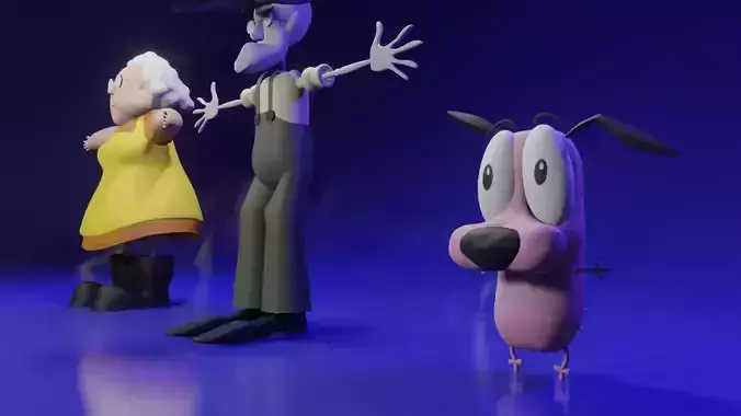 Courage Muriel and Eustace Low-poly 3D model
