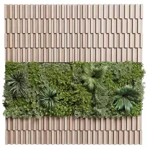 Wooden Panels and Vertical Wall Garden collection of houseplant