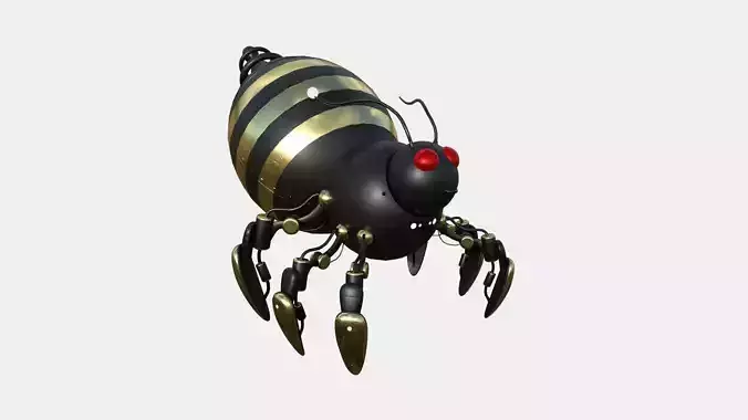 Cute Robot E05 Black Gold - SciFi Character Design Low-poly 3D model