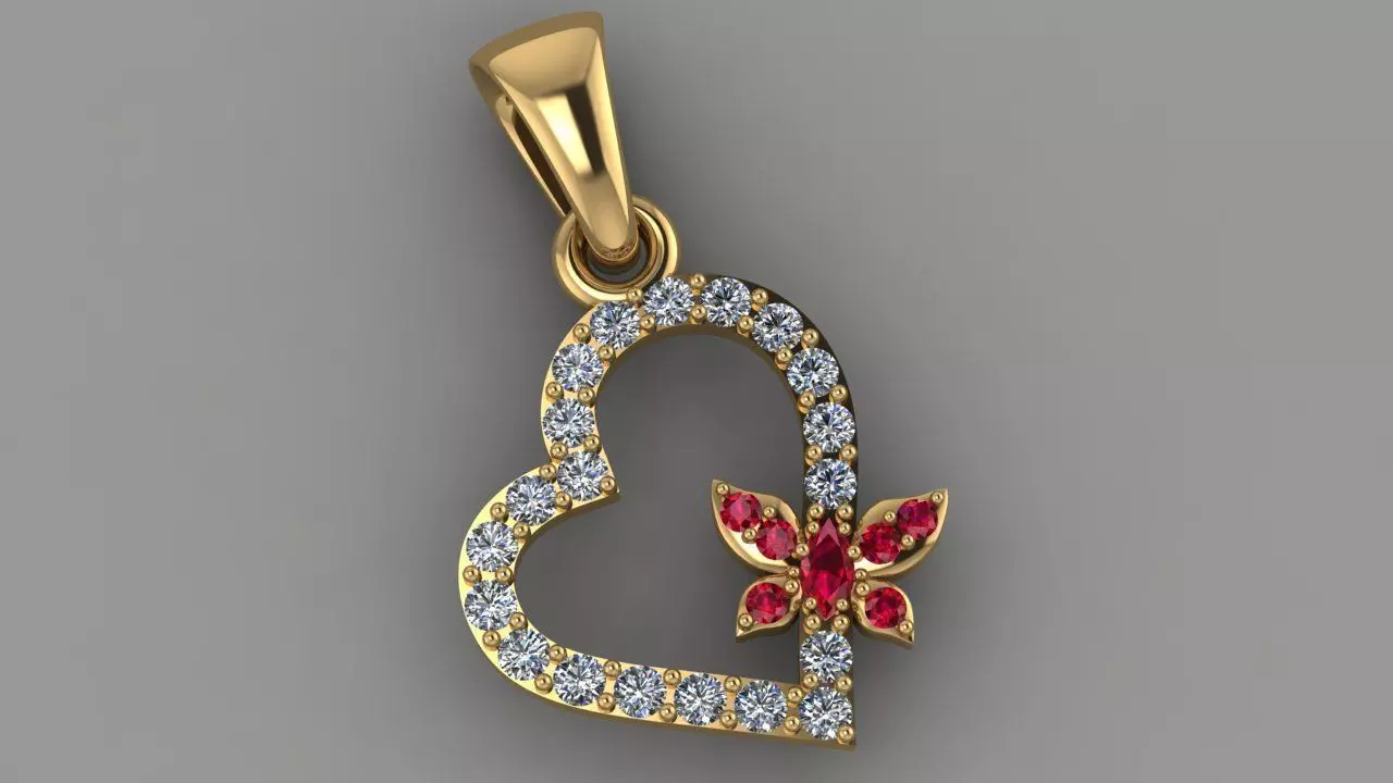 Pendant butterfly on the heart Free 3D print model