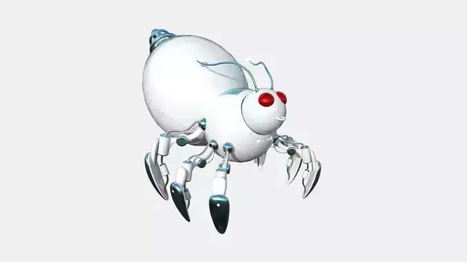 Cute Robot E06 White Blue - SciFi Character Design Low-poly 3D model