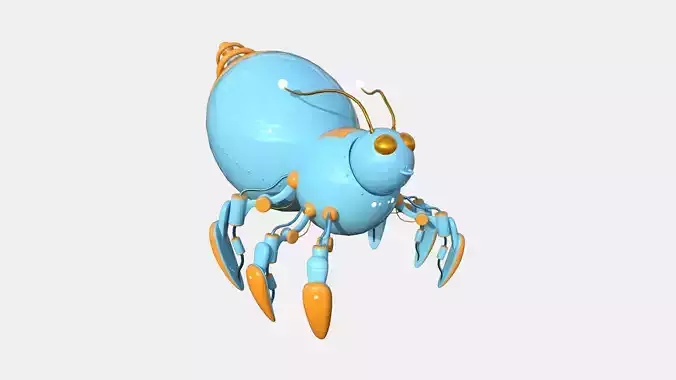 Cute Robot E07 Blue Orange - SciFi Character Design Low-poly 3D model