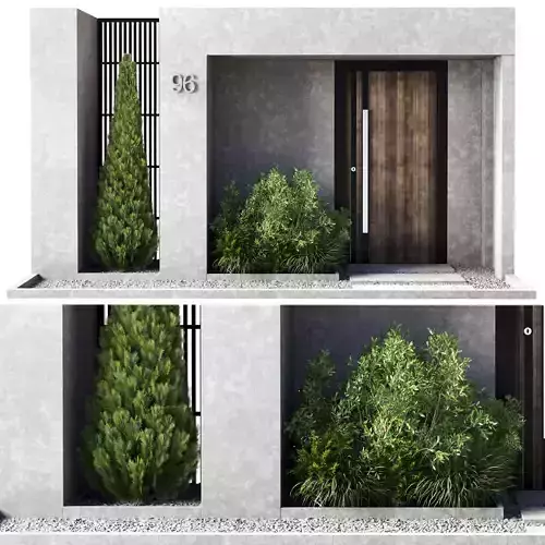 Door Outdoor entrance and fence and graden 02 