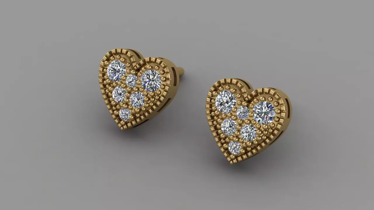 Earring heart Free 3D print model