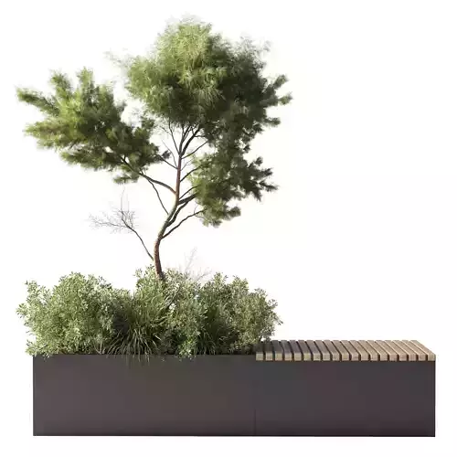 Urban Environment Urban Furniture Green Benches Tree pine