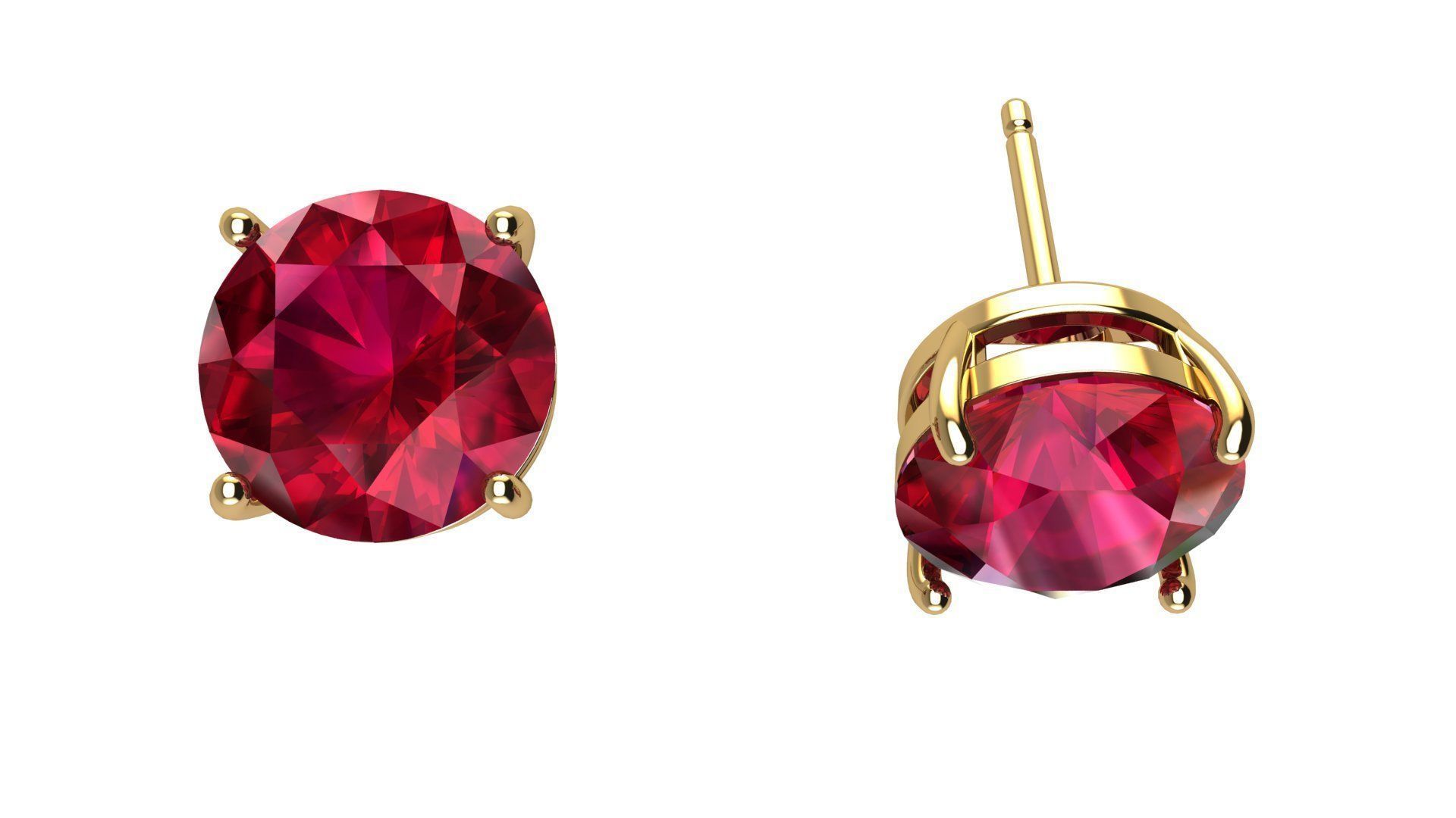 Solitaire Round 9 mm Earring 3D print model_7