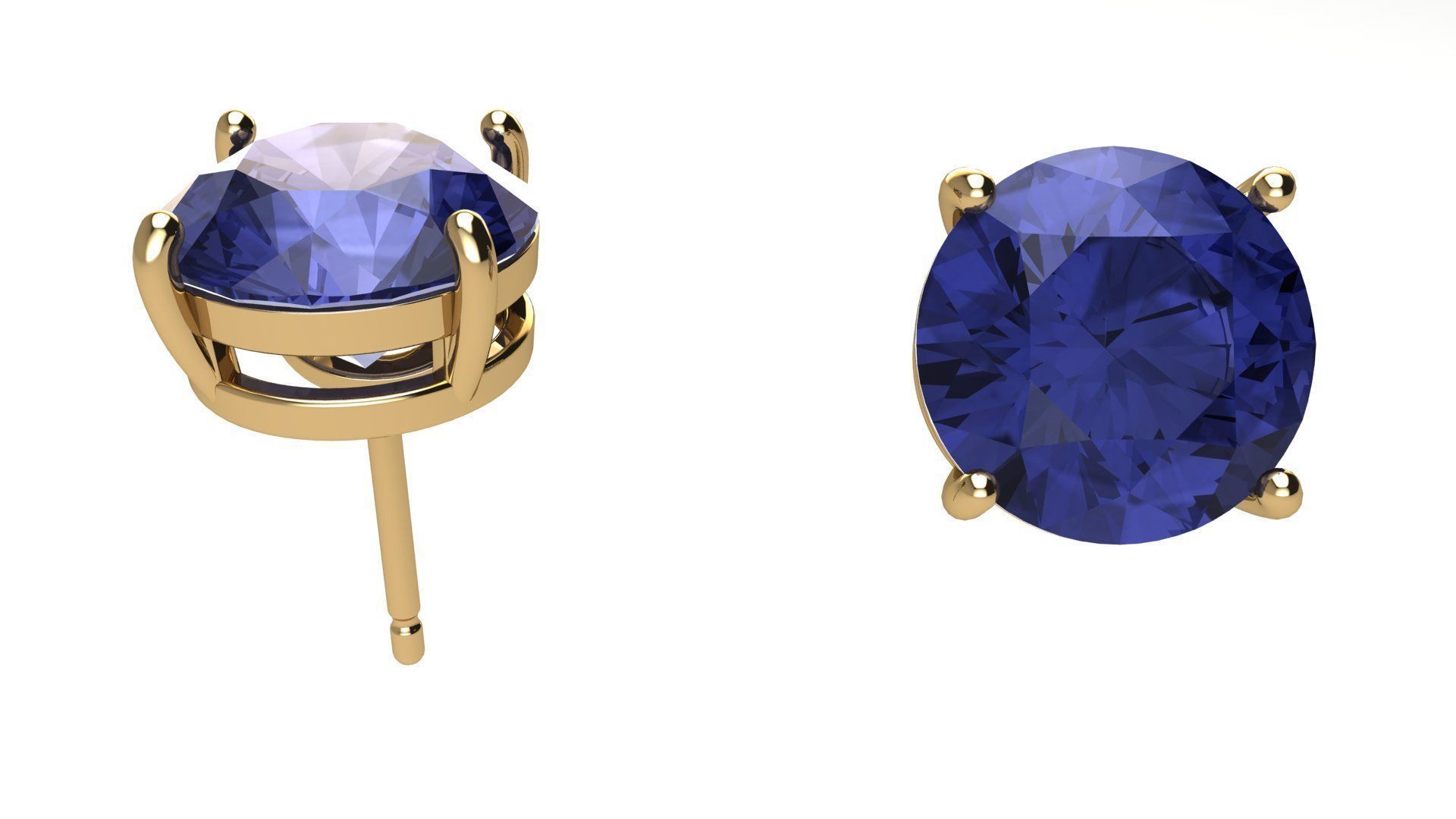 Solitaire Round 9 mm Earring 3D print model_2