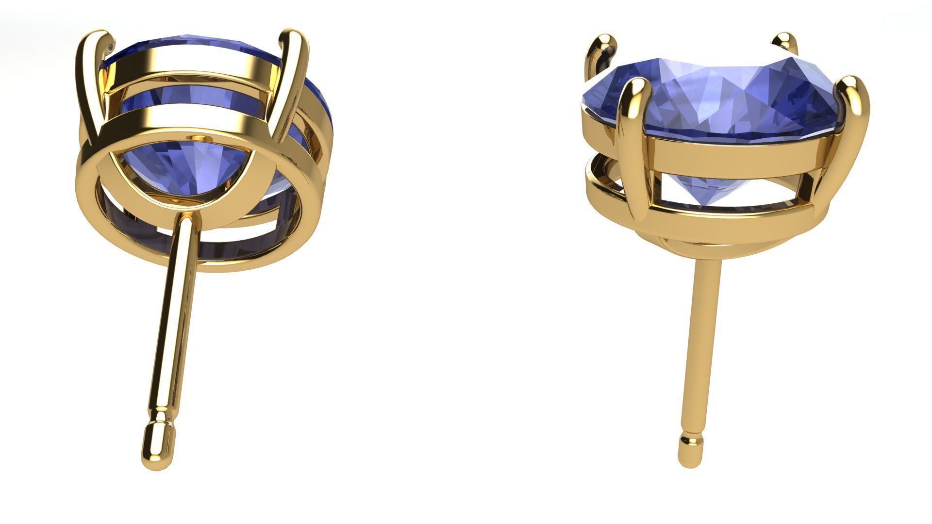 Solitaire Round 9 mm Earring 3D print model_4