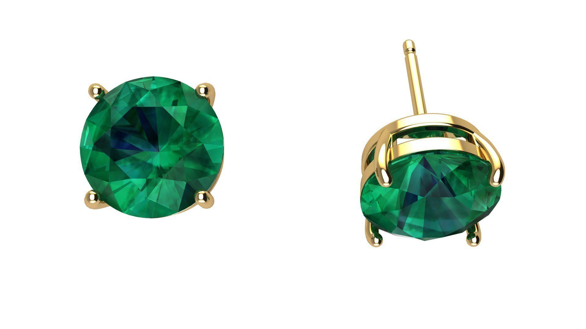 Solitaire Round 9 mm Earring 3D print model_5