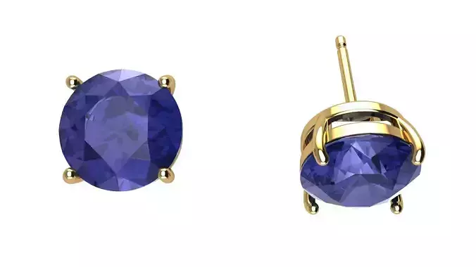 Solitaire Round 9 mm Earring