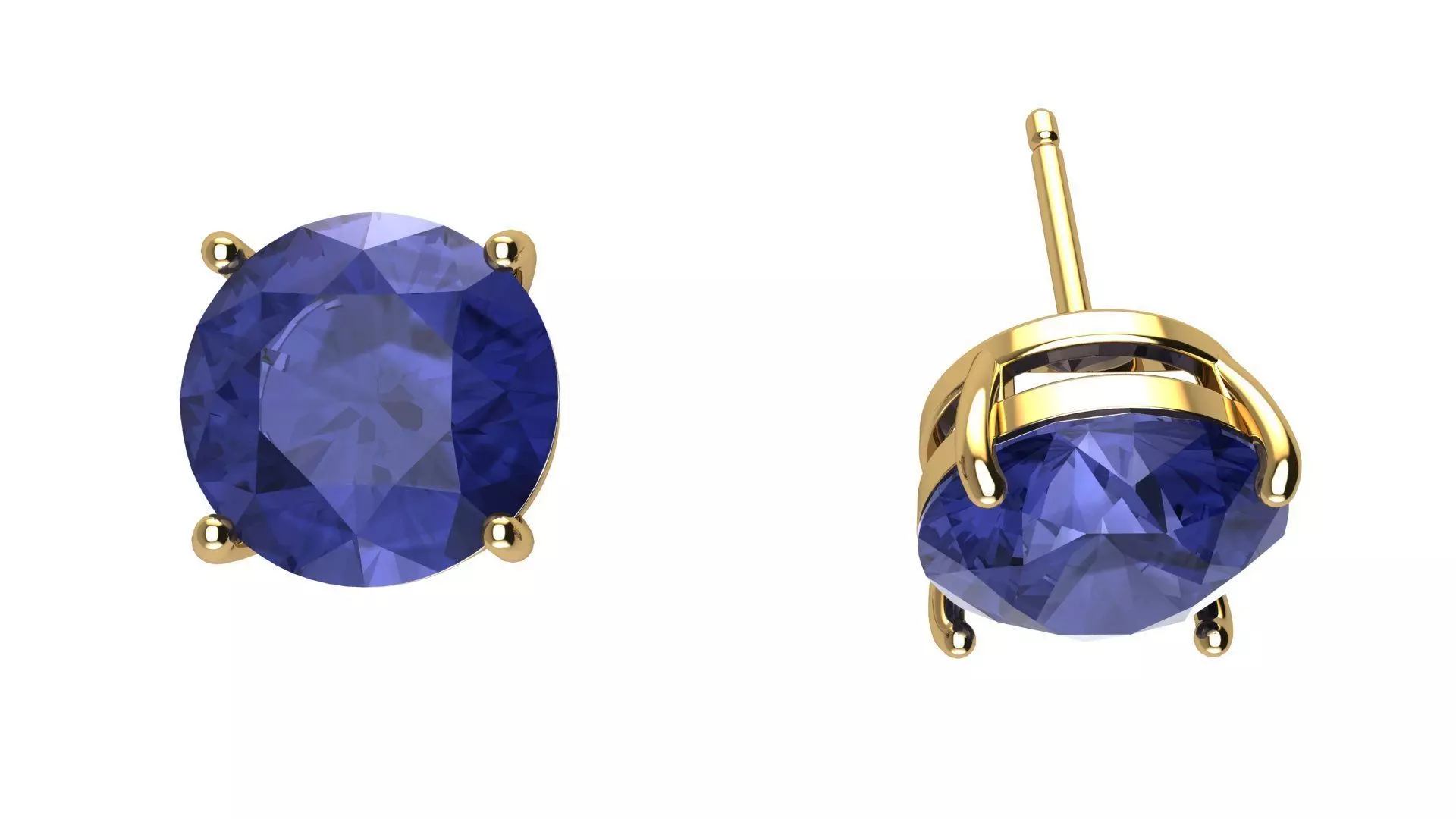 Solitaire Round 9 mm Earring 3D print model_0