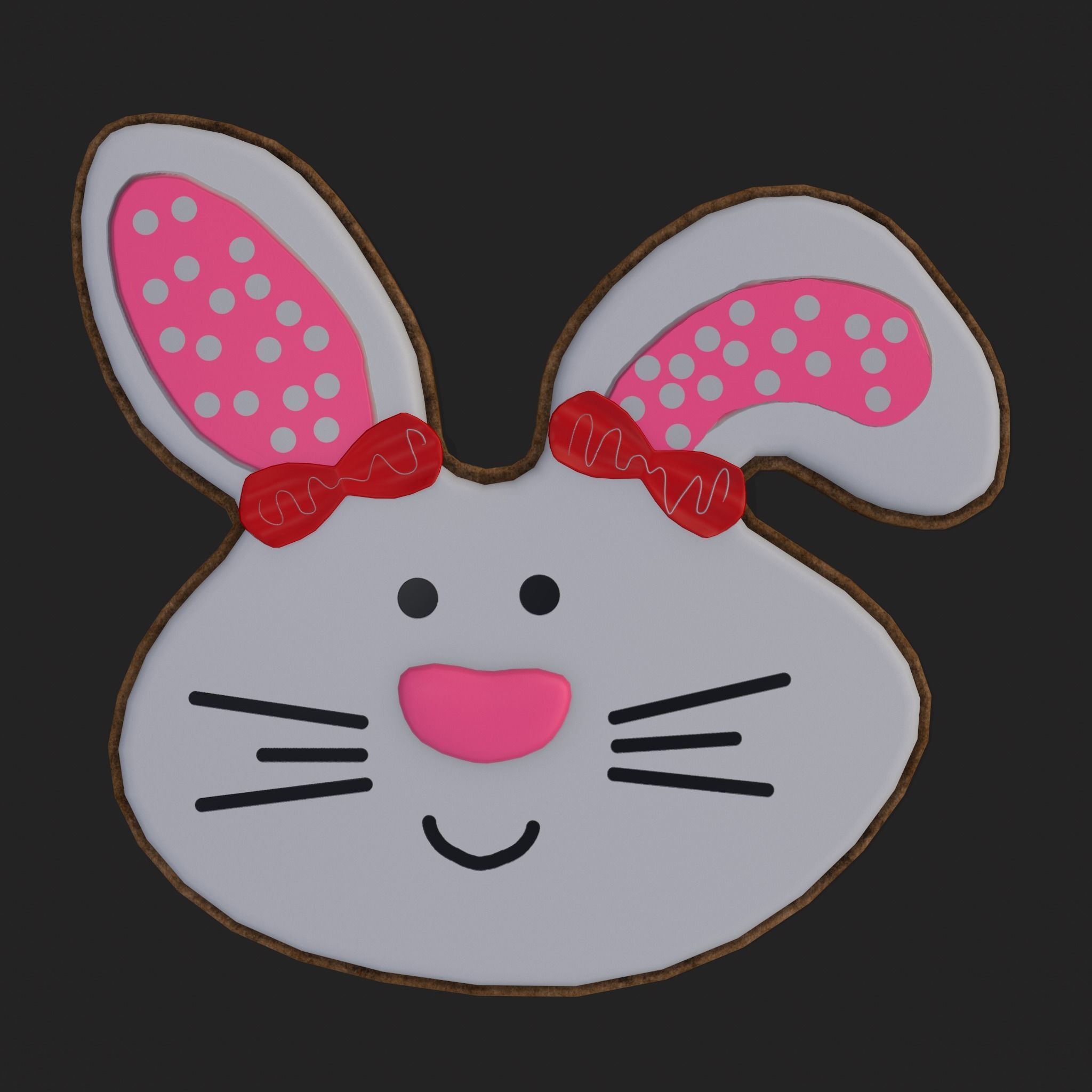 Oval Bunny Cookie Low-poly 3D model_19