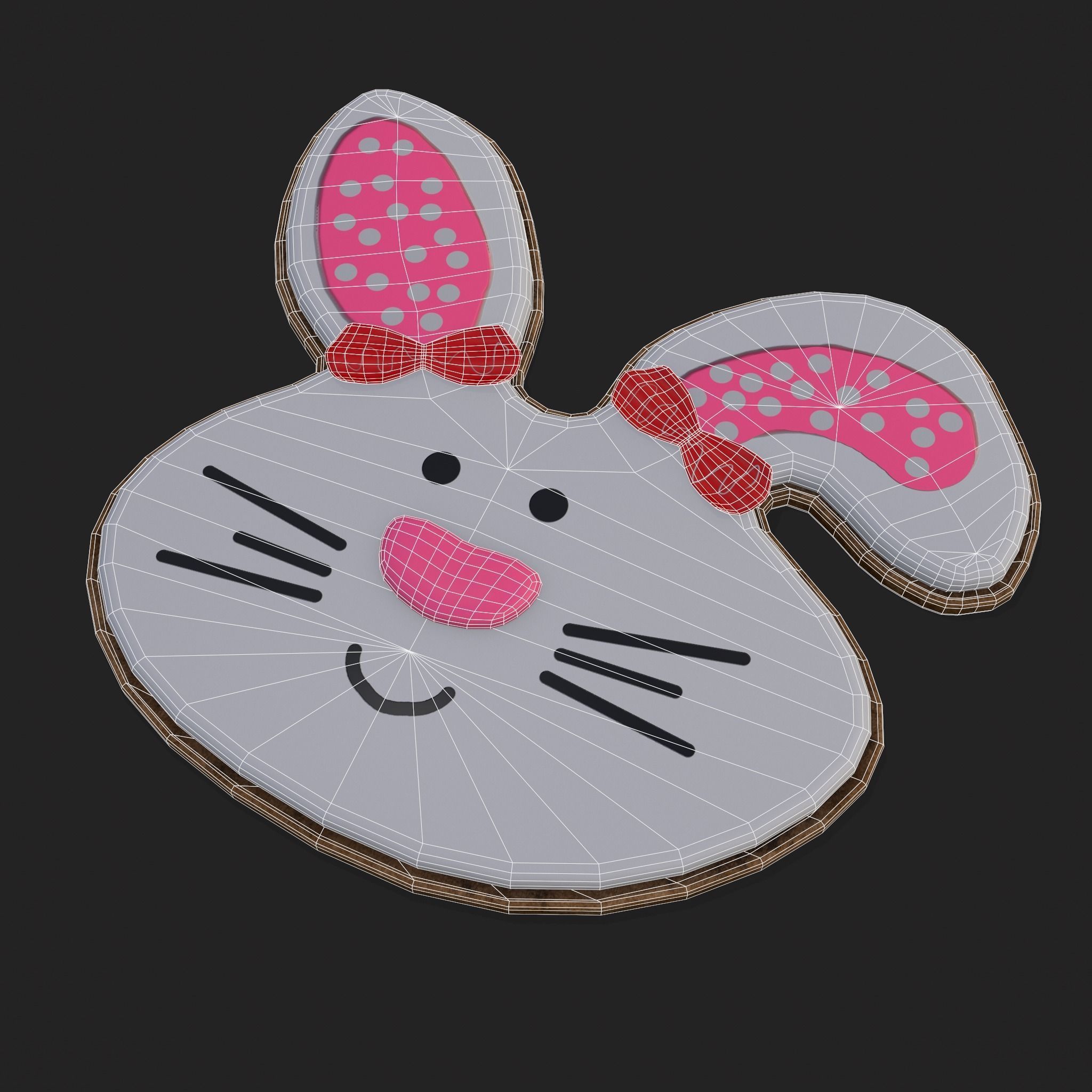 Oval Bunny Cookie Low-poly 3D model_4