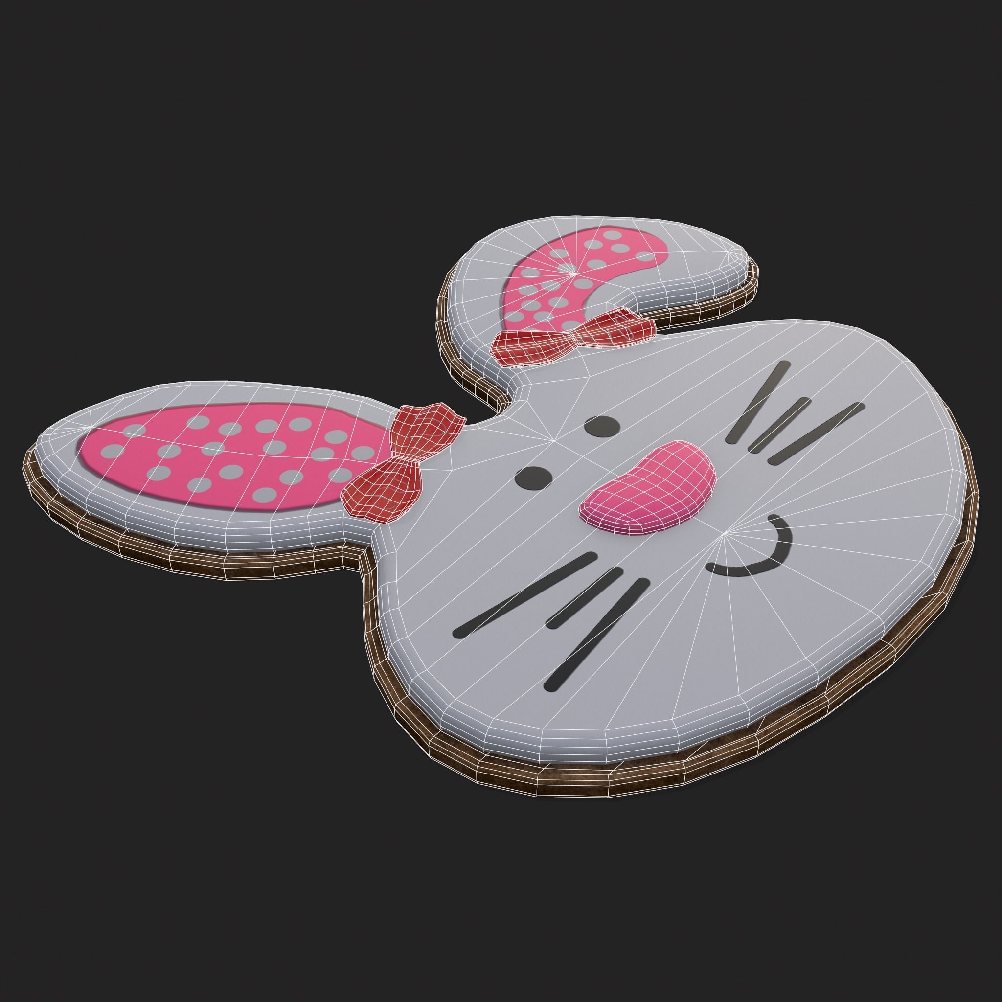 Oval Bunny Cookie Low-poly 3D model_18