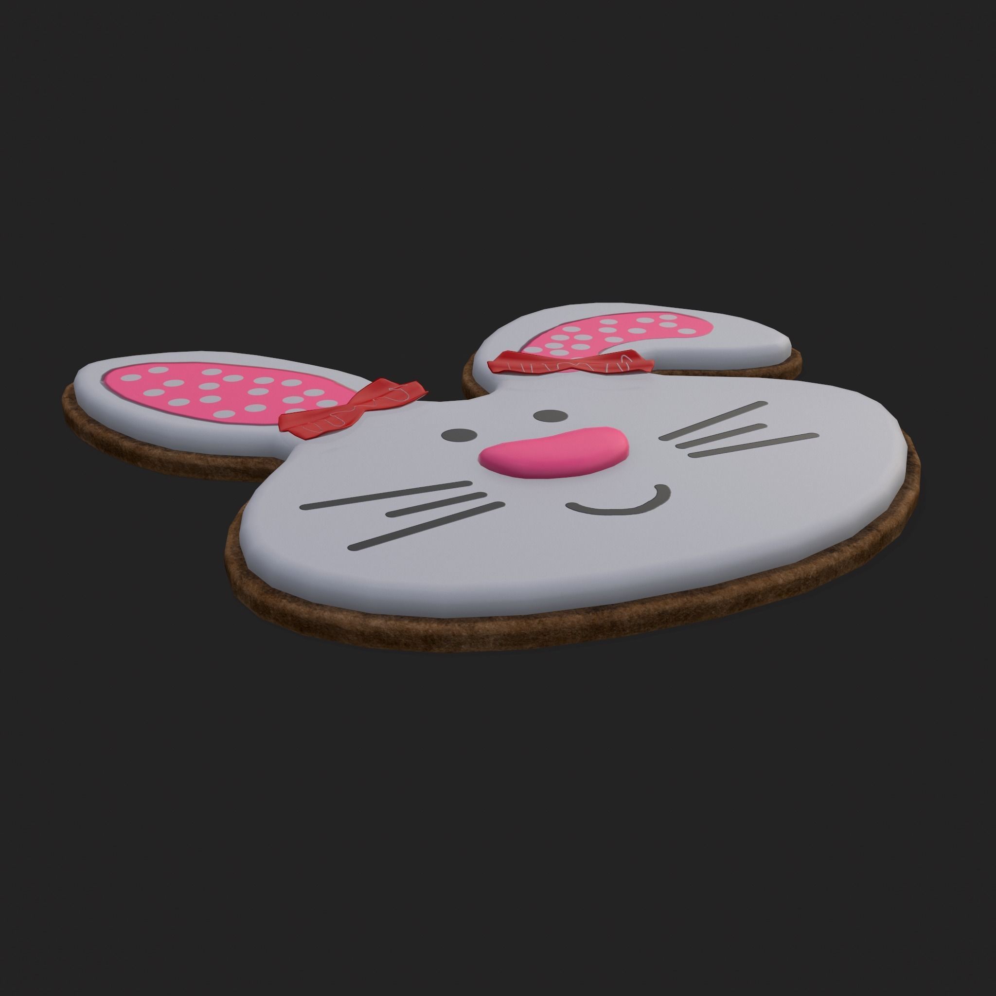 Oval Bunny Cookie Low-poly 3D model_11