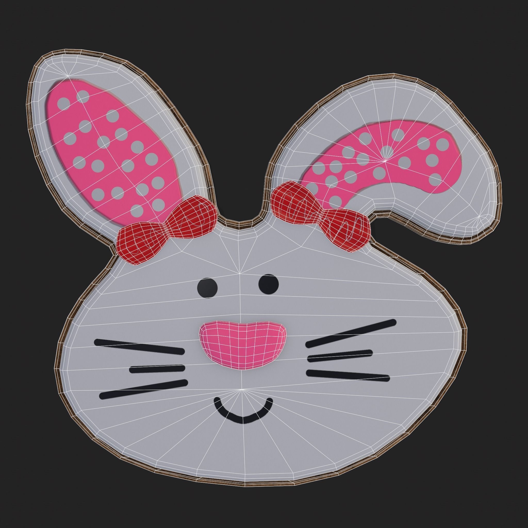 Oval Bunny Cookie Low-poly 3D model_8