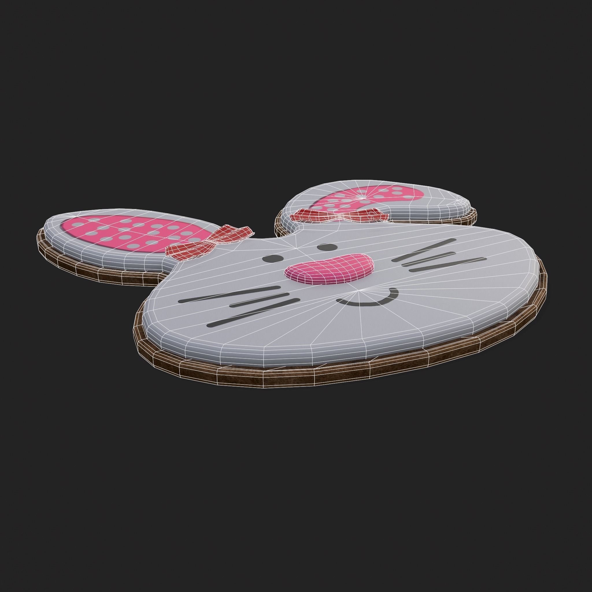 Oval Bunny Cookie Low-poly 3D model_12