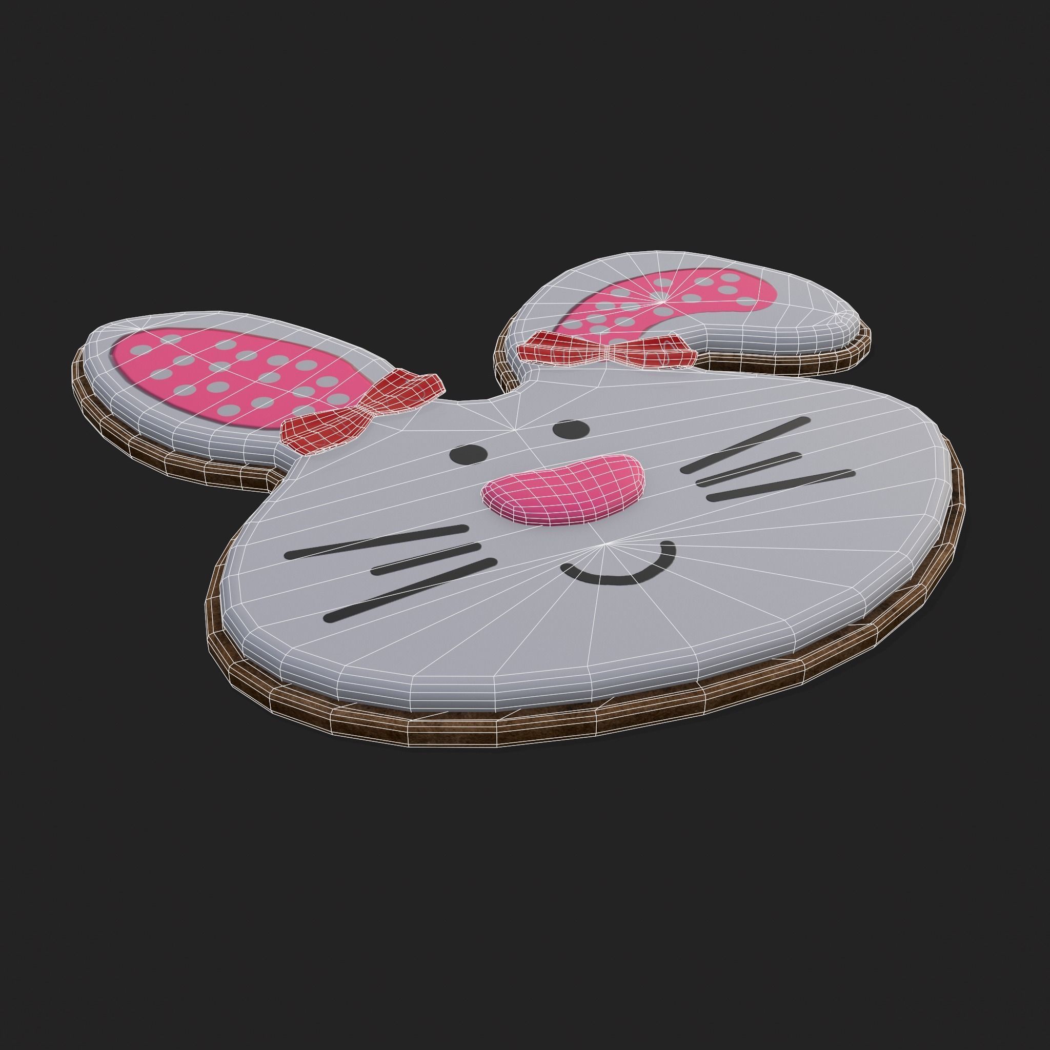 Oval Bunny Cookie Low-poly 3D model_2