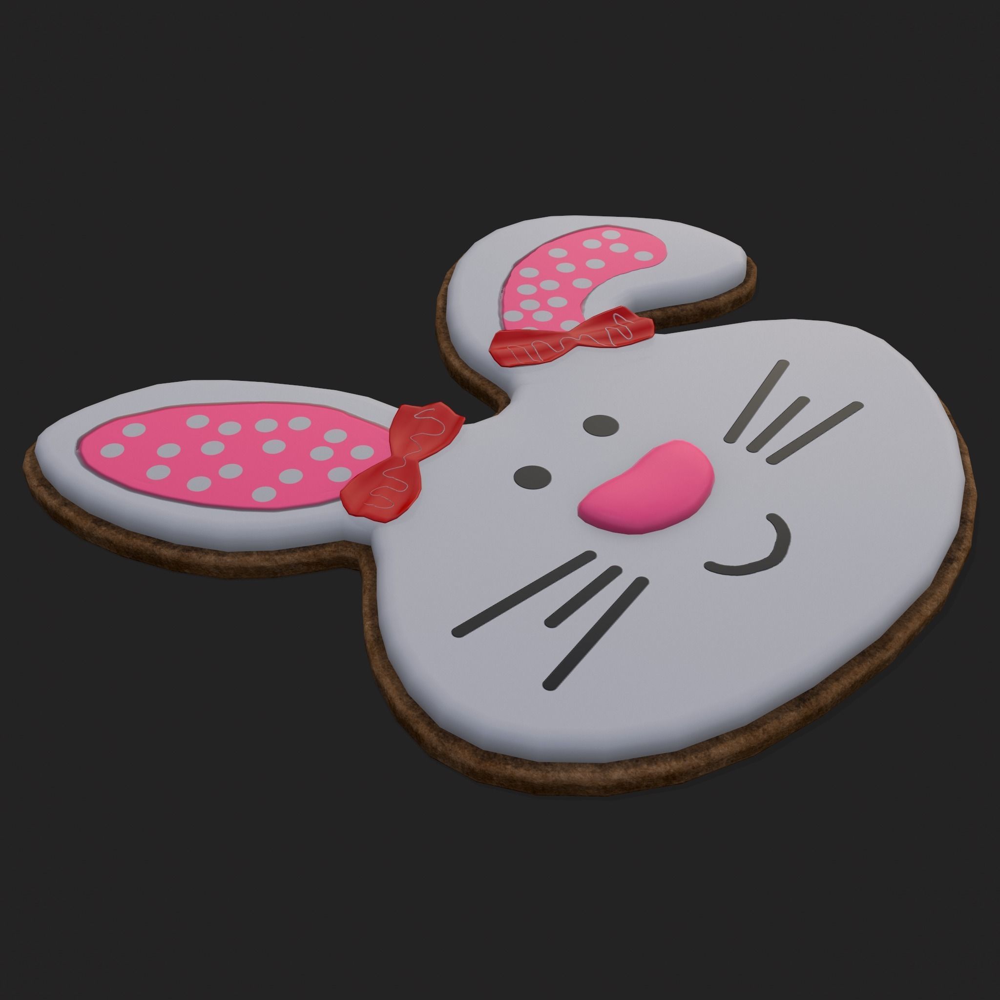 Oval Bunny Cookie Low-poly 3D model_17