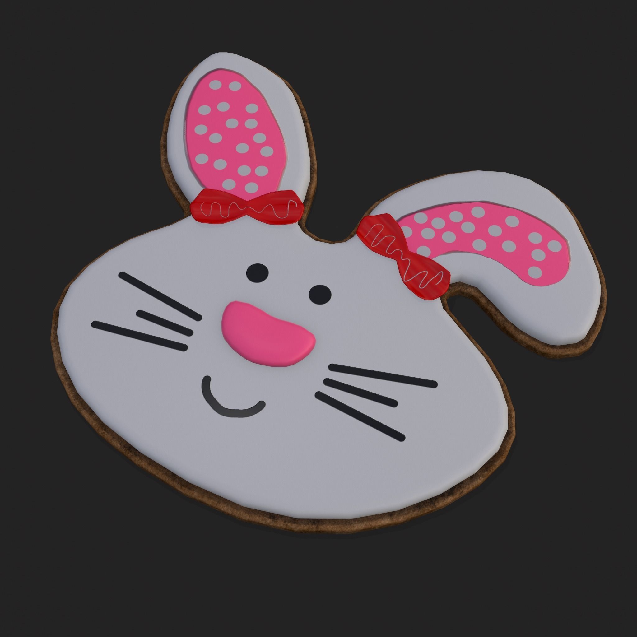 Oval Bunny Cookie Low-poly 3D model_3