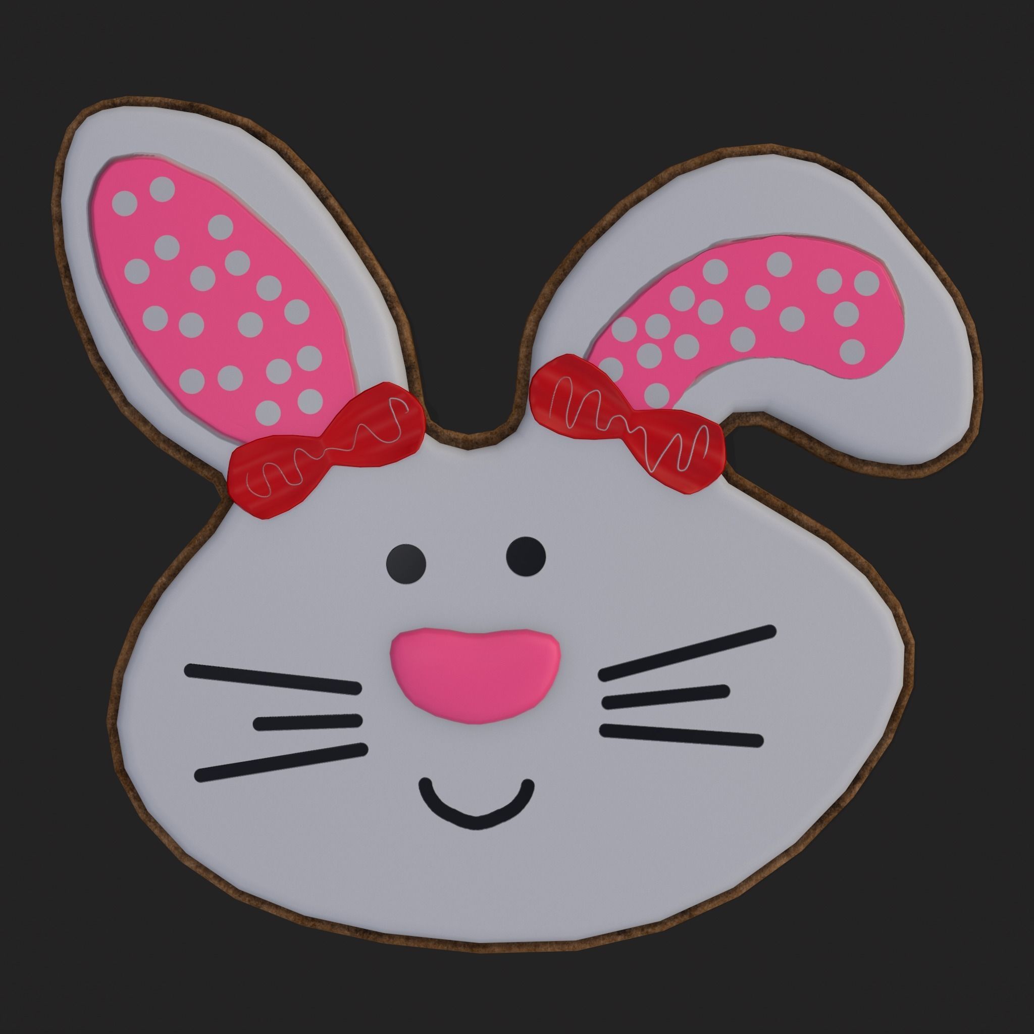 Oval Bunny Cookie Low-poly 3D model_7