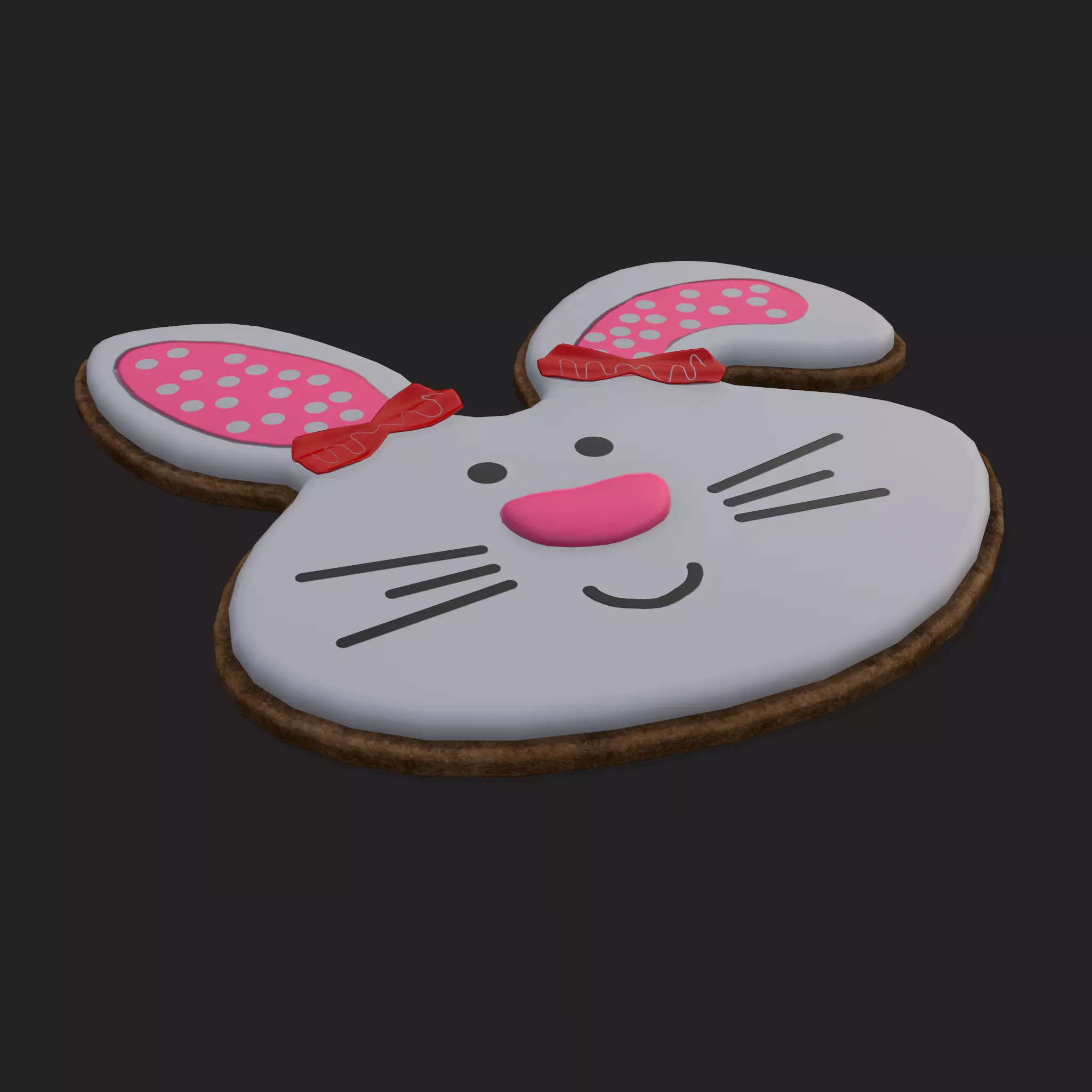 Oval Bunny Cookie Low-poly 3D model_0