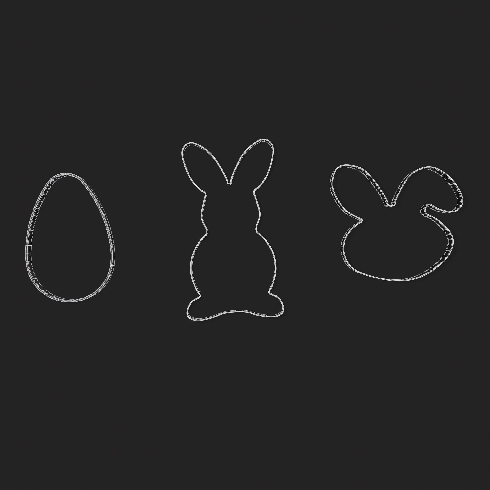 Easter Cookie Cutters  Low-poly 3D model_6