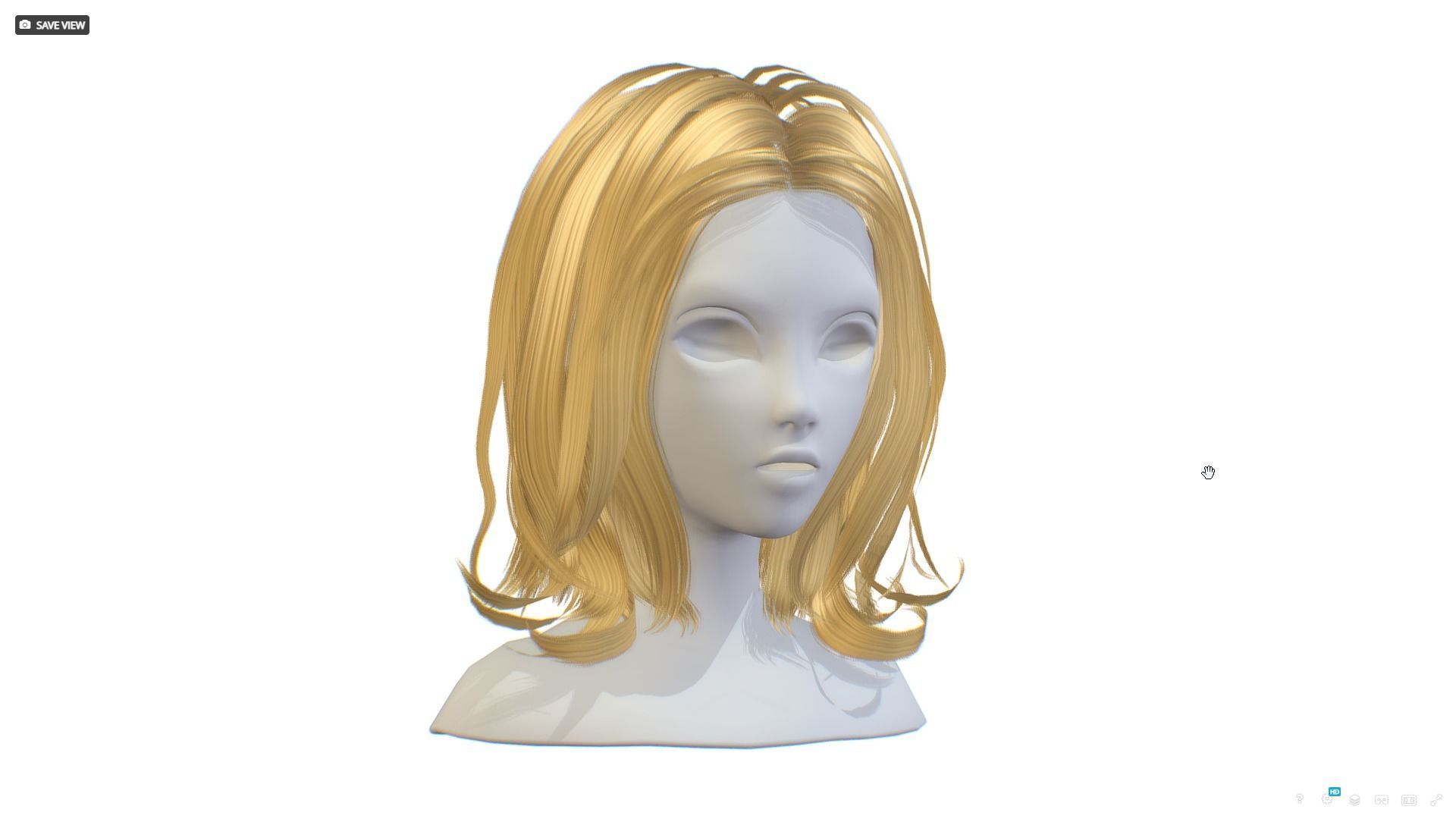 Hairstyle cartoon lush female 4 haircut of medium Low-poly 3D model_1