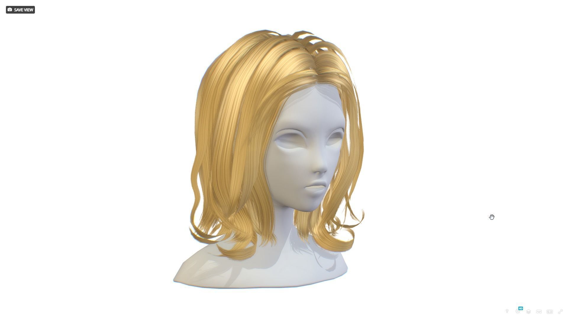 Hairstyle cartoon lush female 4 haircut of medium Low-poly 3D model_2