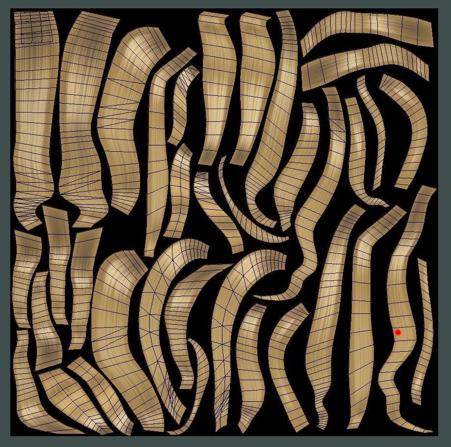 Hairstyle cartoon lush female 4 haircut of medium Low-poly 3D model_6