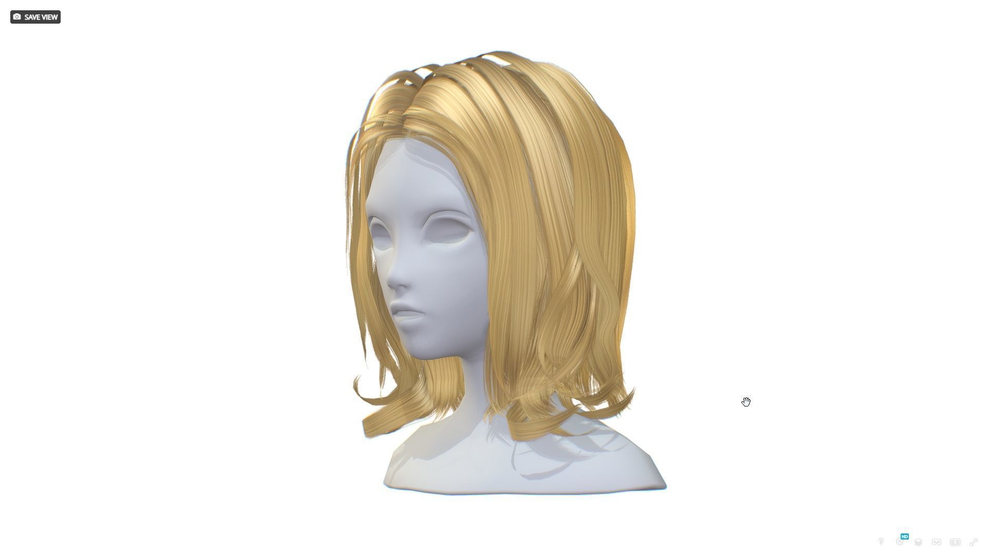Hairstyle cartoon lush female 4 haircut of medium Low-poly 3D model_3