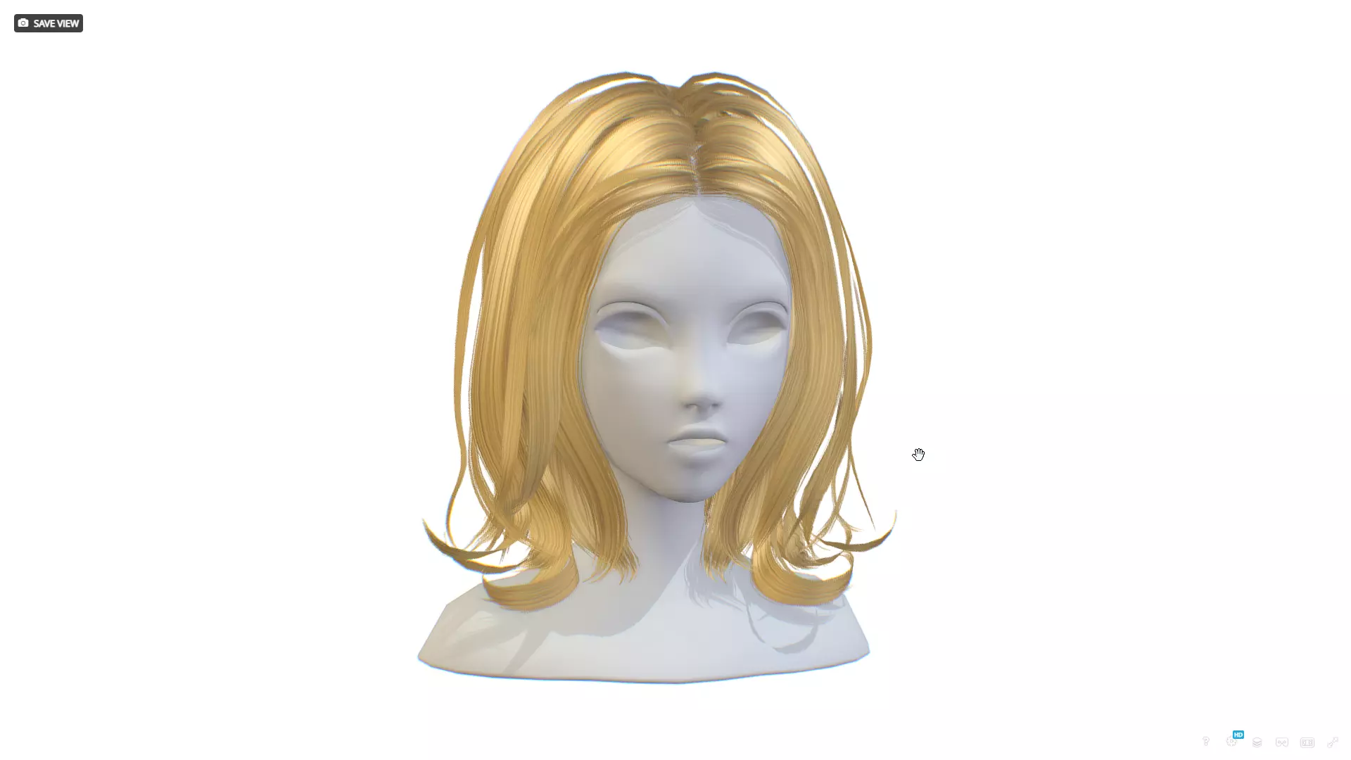 Hairstyle cartoon lush female 4 haircut of medium Low-poly 3D model_0