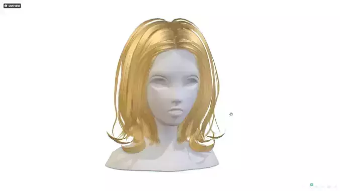 Hairstyle cartoon lush female 4 haircut of medium Low-poly 3D model