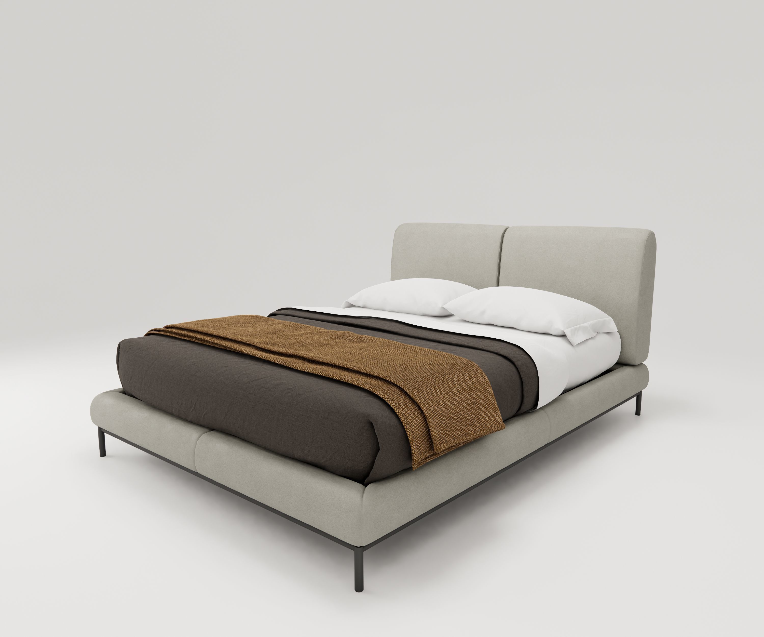 Bed Family for Revit Three sizes Full Queen and King 3D model_2