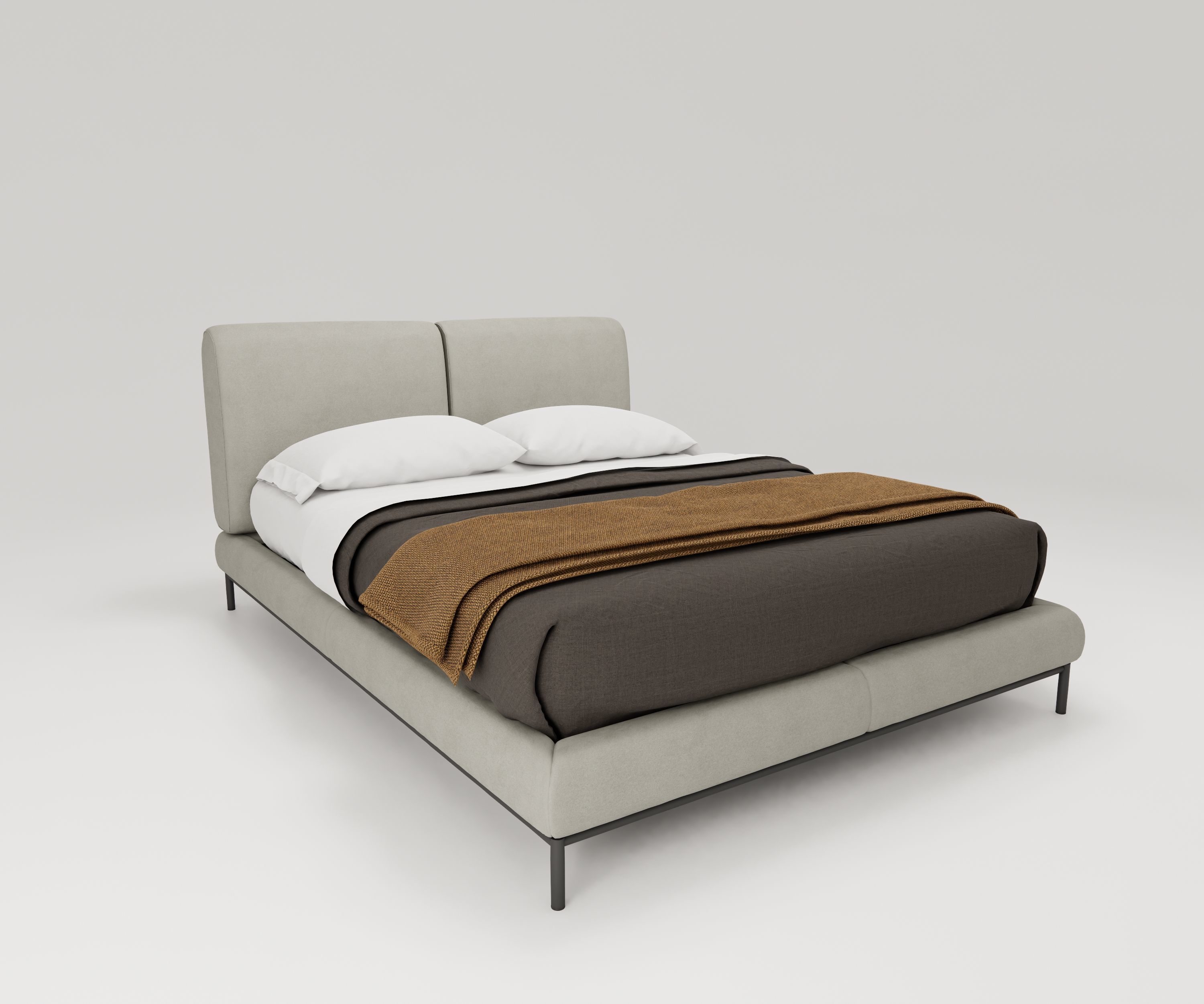 Bed Family for Revit Three sizes Full Queen and King 3D model_3