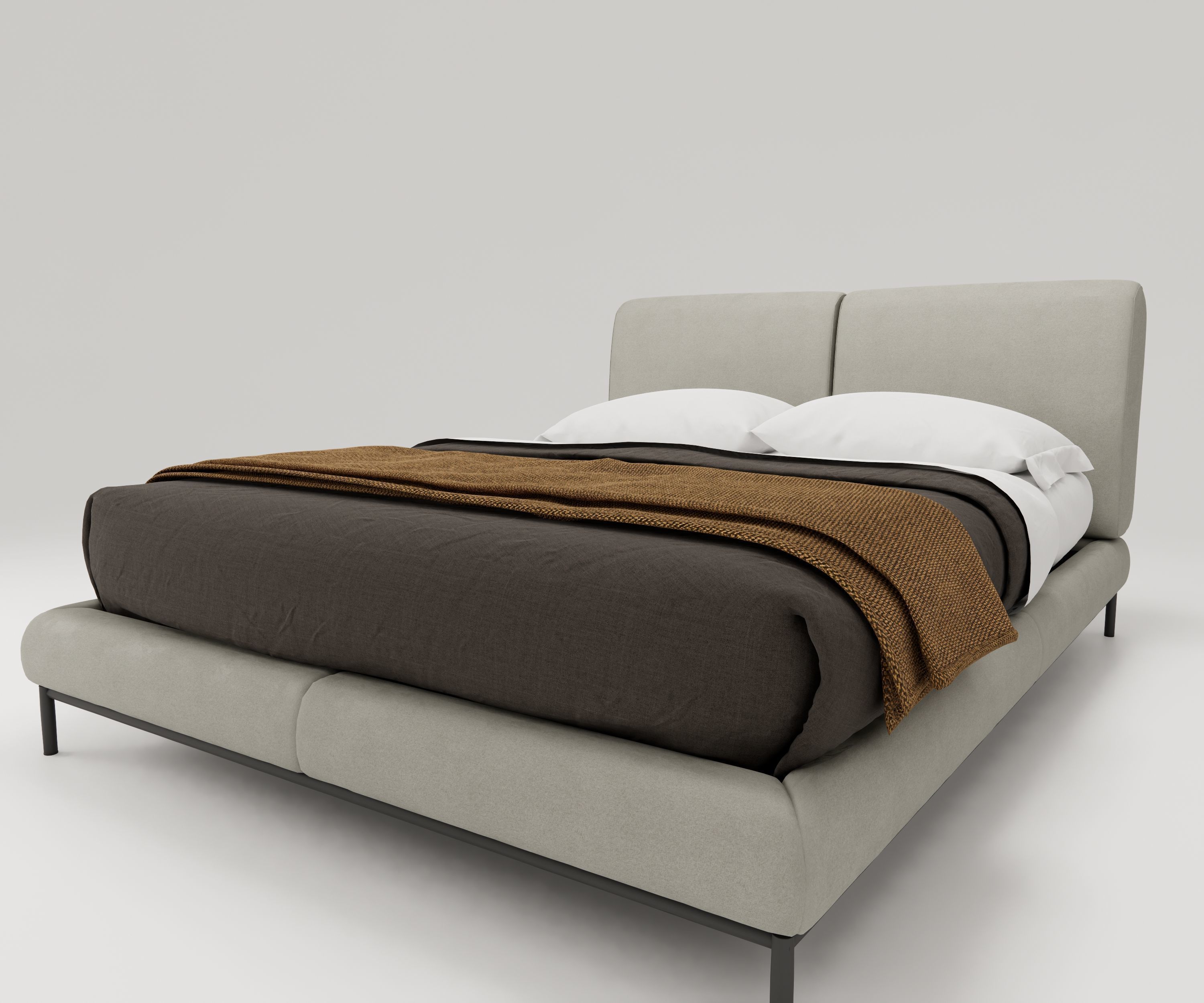 Bed Family for Revit Three sizes Full Queen and King 3D model_5