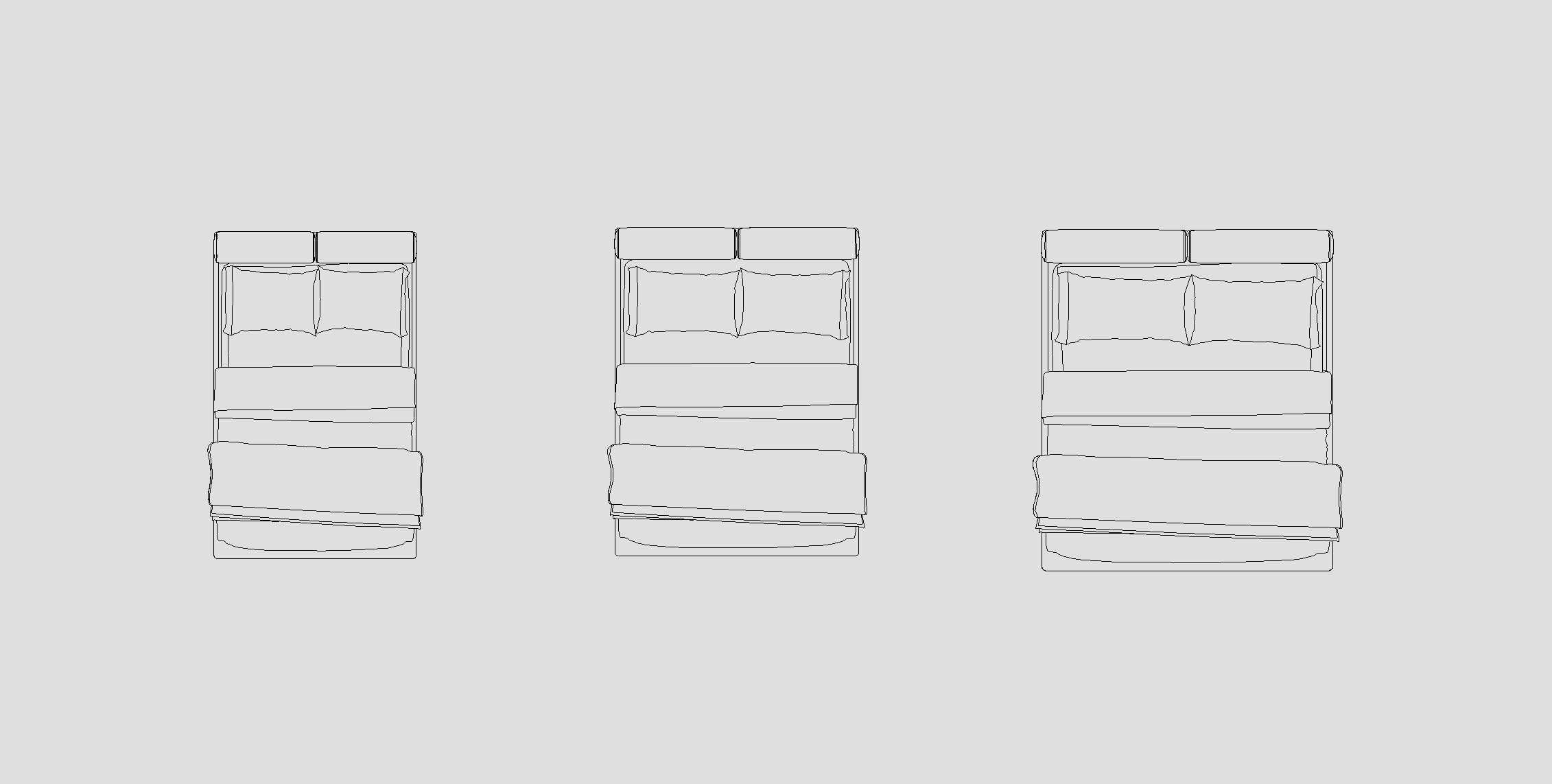 Bed Family for Revit Three sizes Full Queen and King 3D model_11