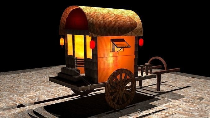 Chinese carriage Low-poly 3D model