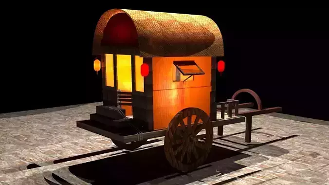 Chinese carriage Low-poly 3D model