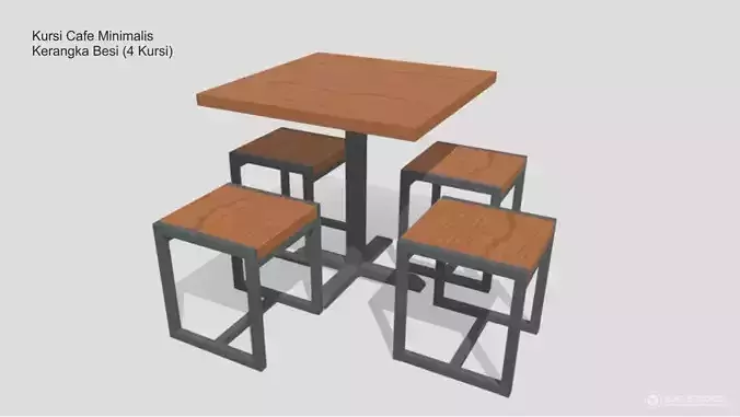 Kursi Cafe Minimalis Rangka Besi - 4 Kursi