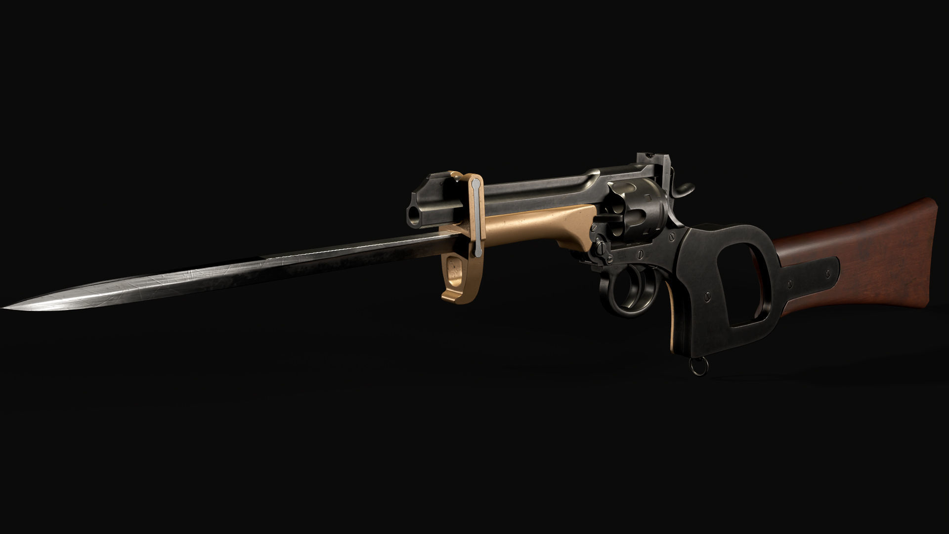 Webley Service Revolver Low Poly Low-poly 3D model_5