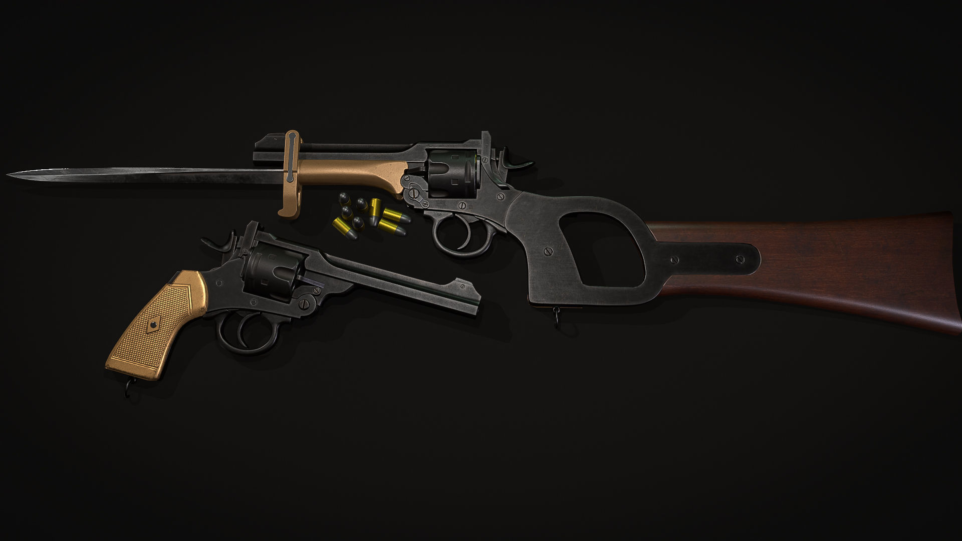 Webley Service Revolver Low Poly Low-poly 3D model_3